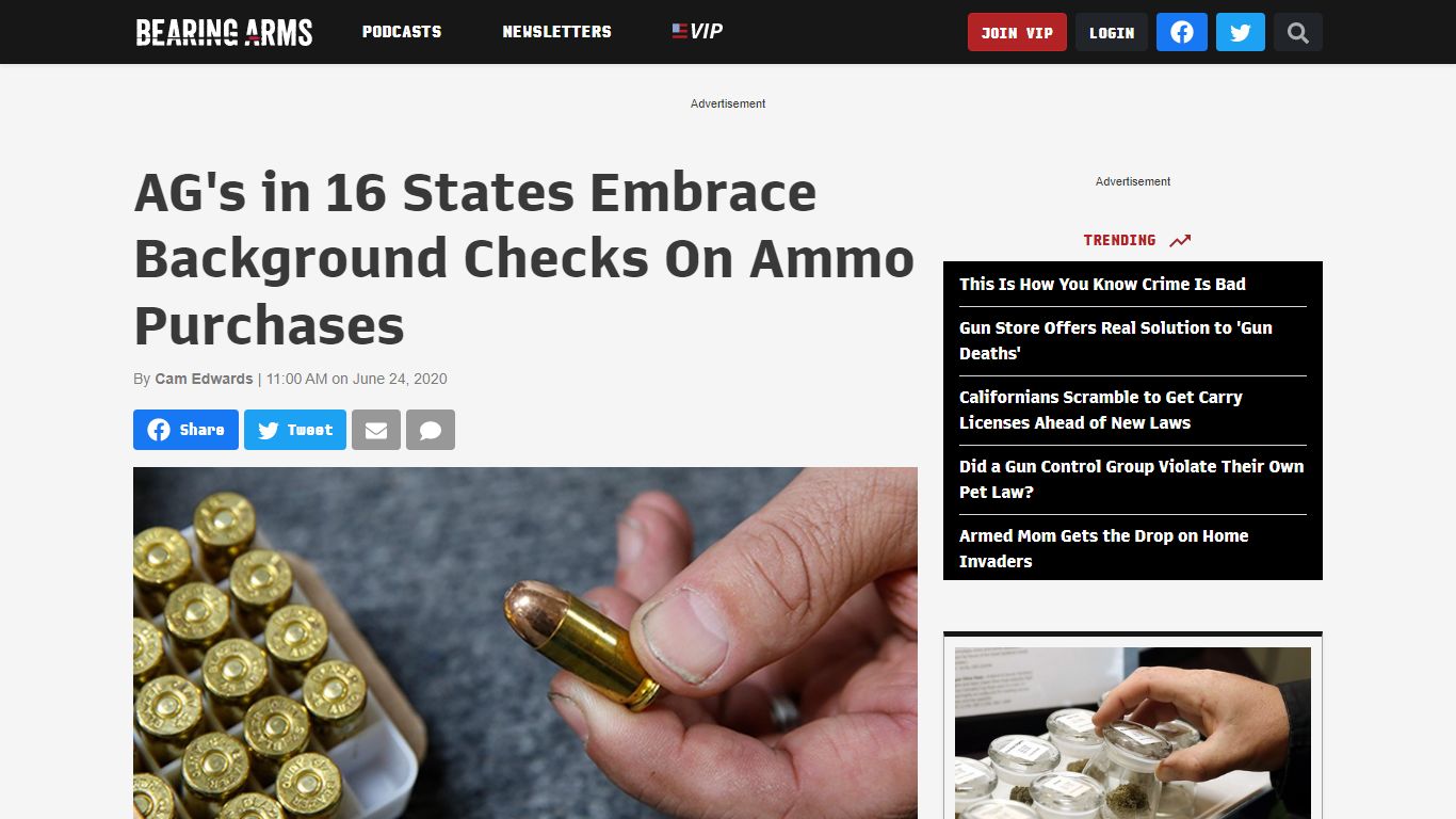 AG's in 16 States Embrace Background Checks On Ammo Purchases